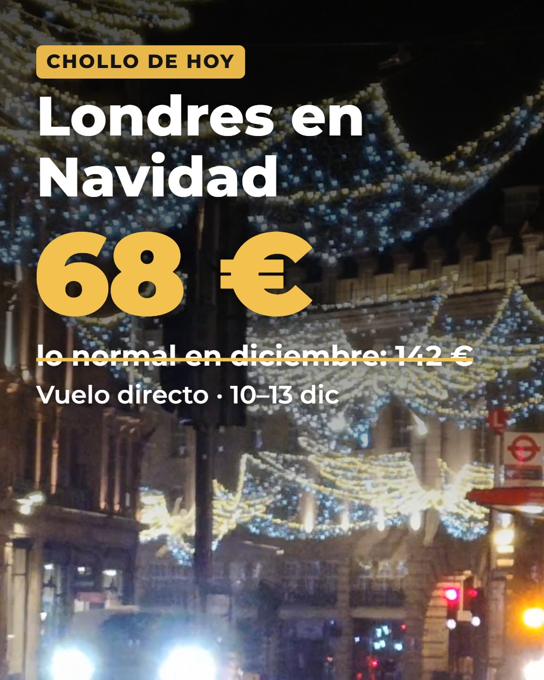 Vuelo directo Madrid–Londres en Navidad desde 68 € ida y vuelta