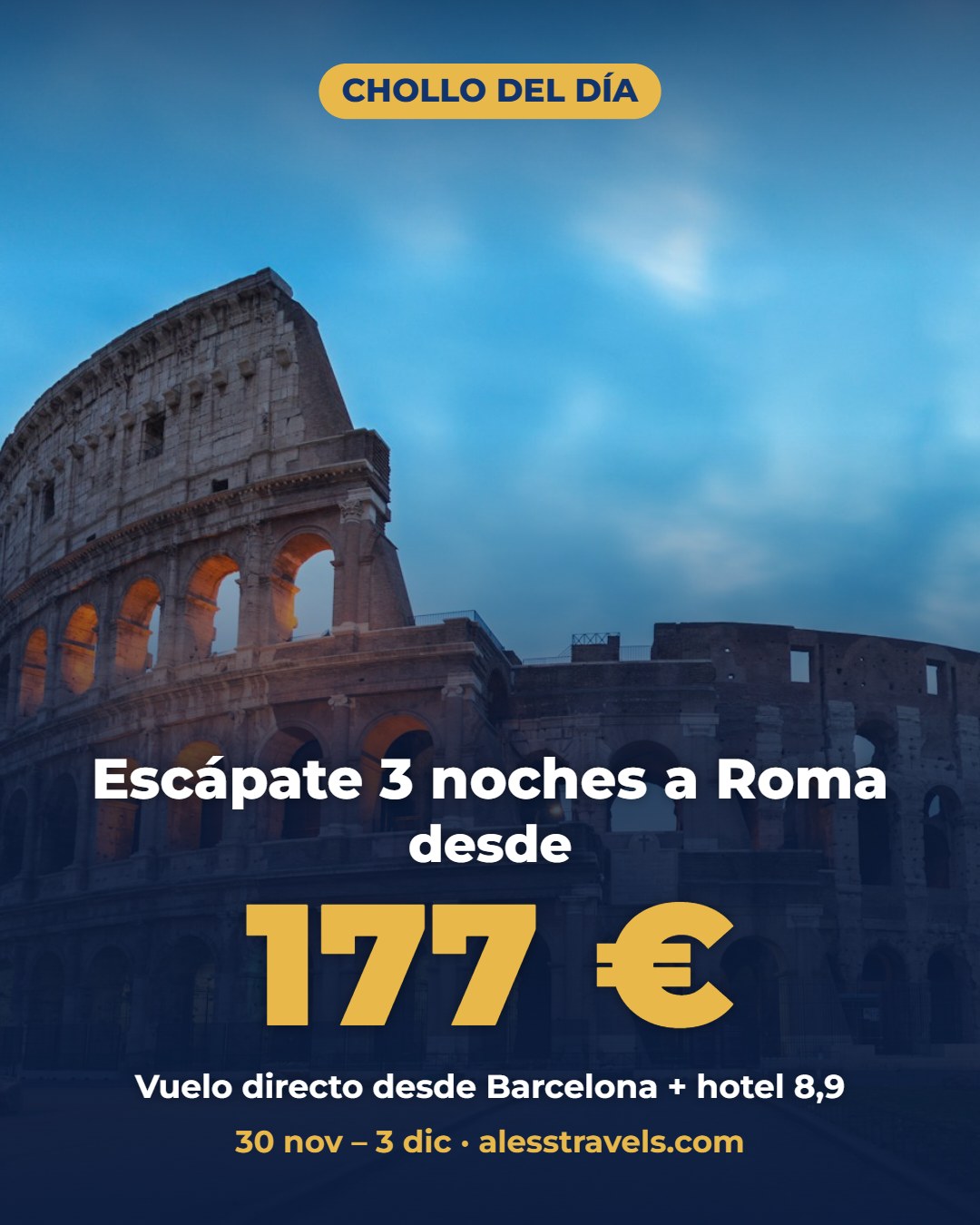 Chollo Roma – ≈ 177 € por persona